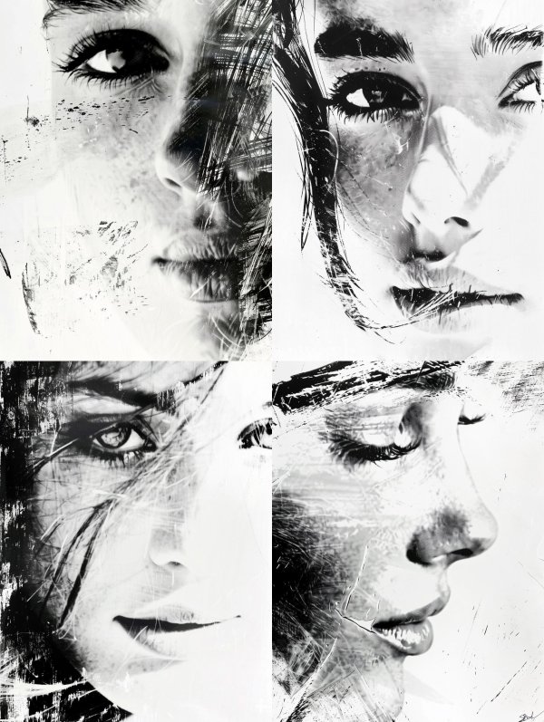 Fragmented Monochrome Soul Portrait