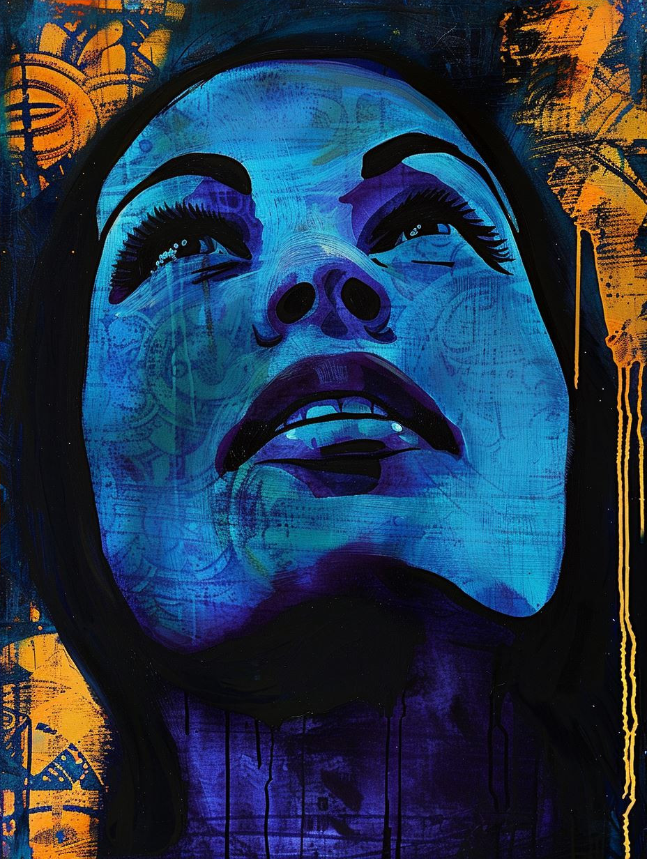 Electric Azure Cosmic Portrait