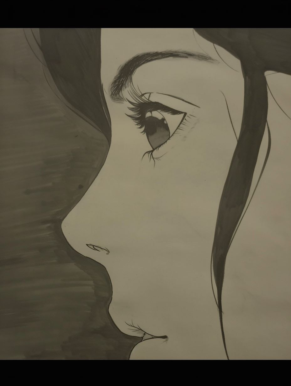 Melancholic Ink Wash Portrait