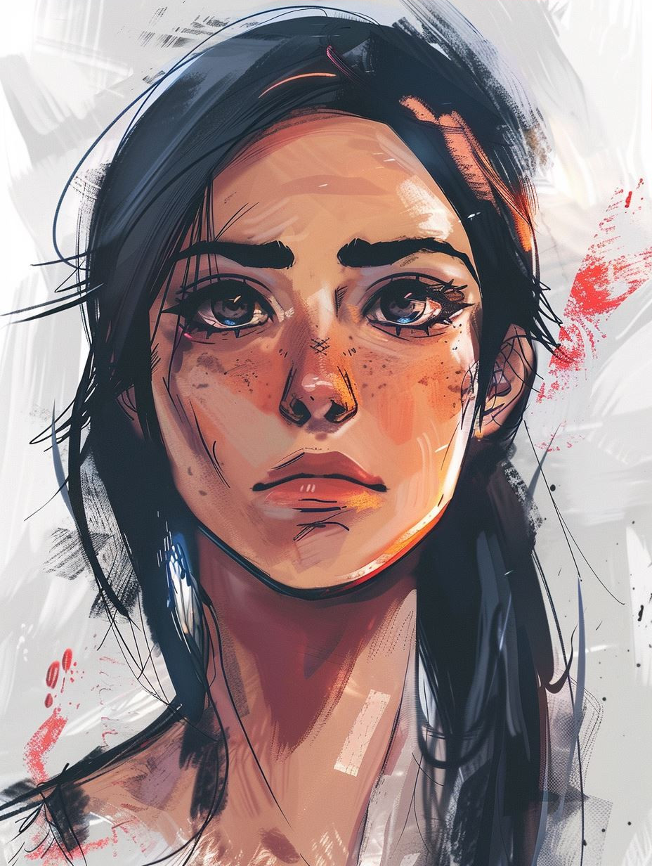 Abstract Crimson Gaze Portrait