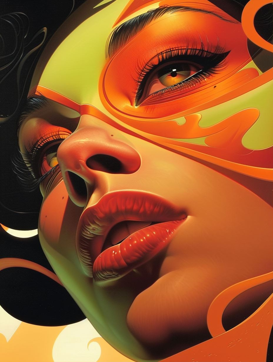 Neon Amber Surrealist Portrait
