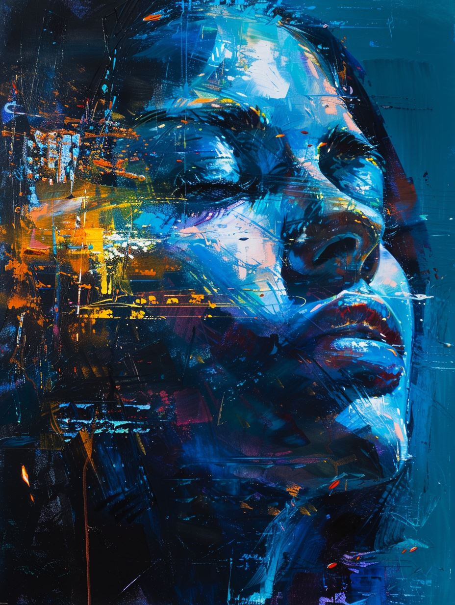 Electric Blue Abstract Portrait