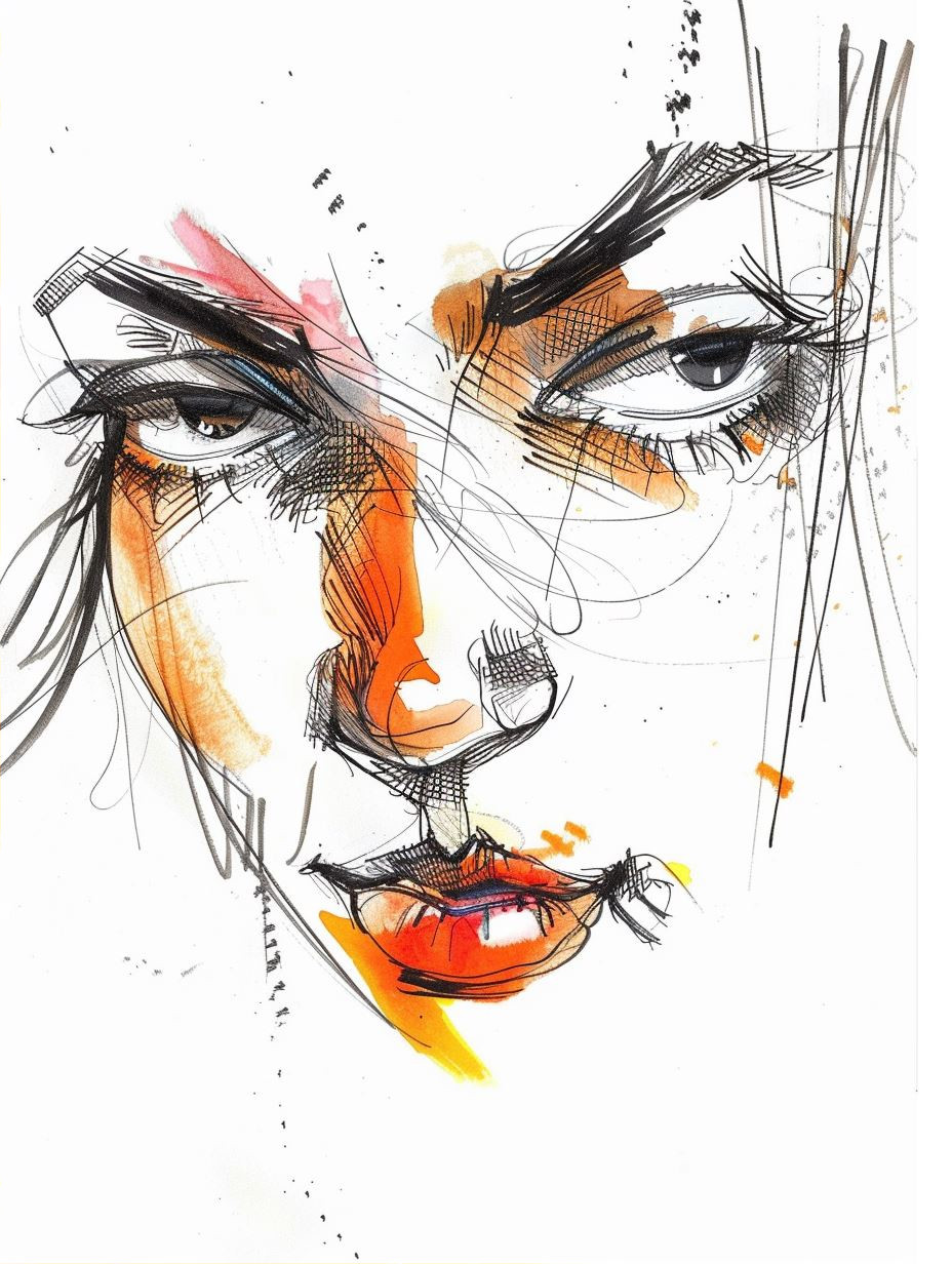 Abstract Ink and Amber Gaze