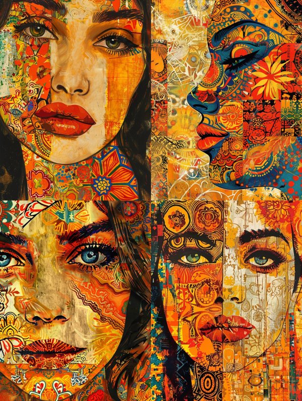 Vibrant Mosaic Portrait of Soul