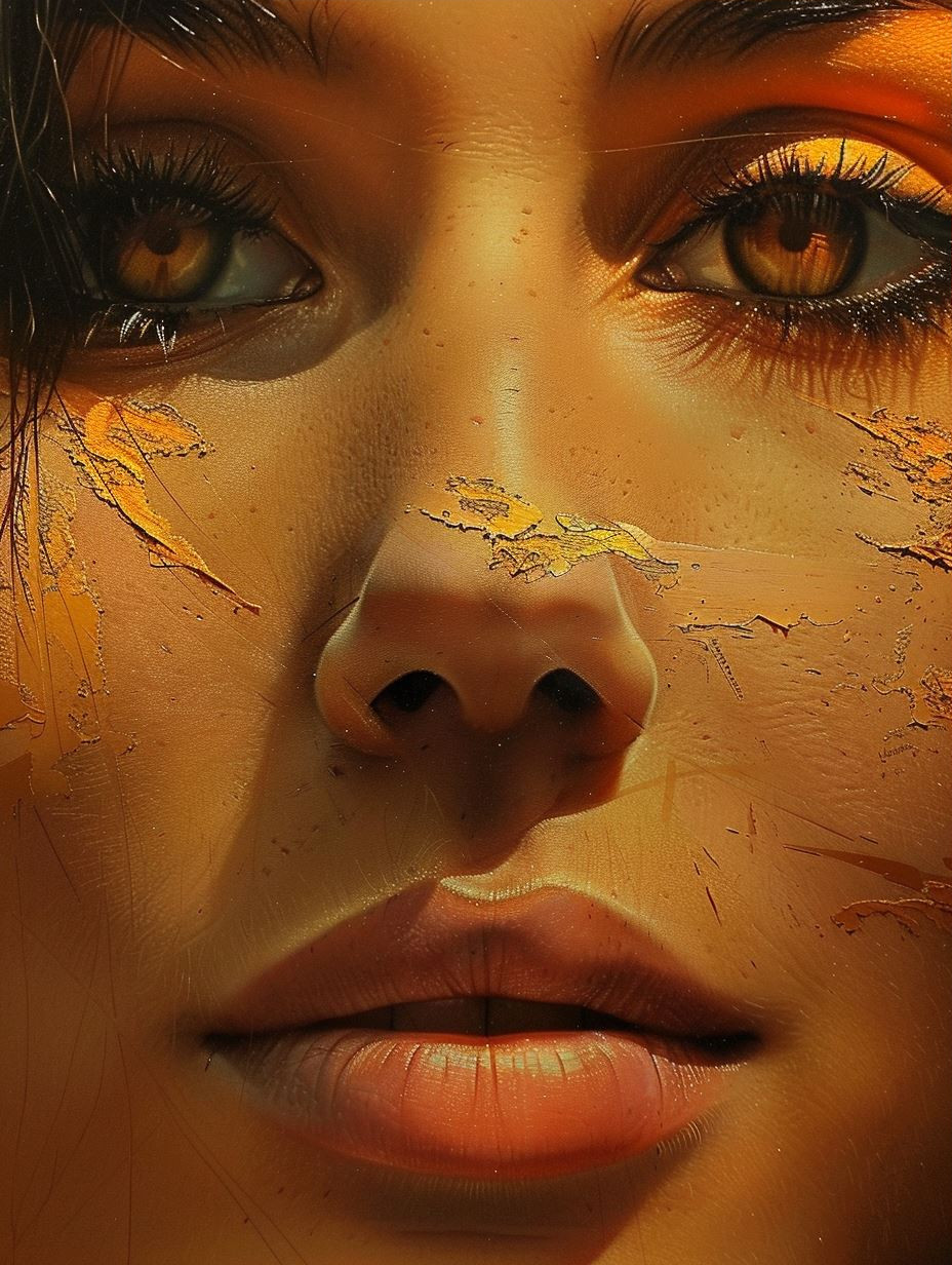 Fractured Golden Porcelain Beauty