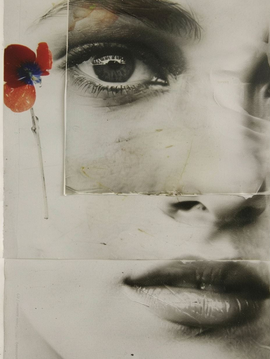 Fragmented Gaze and Crimson Bloom