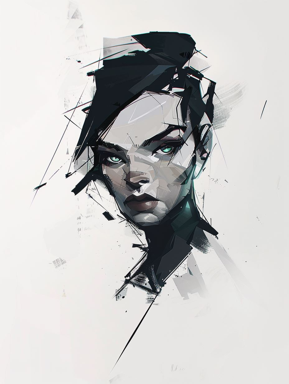 Fragmented Cybernetic Soul Portrait