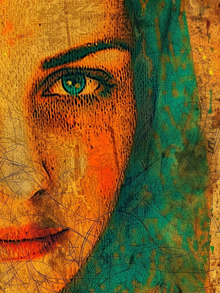 Ethereal Gaze in Textured Gold