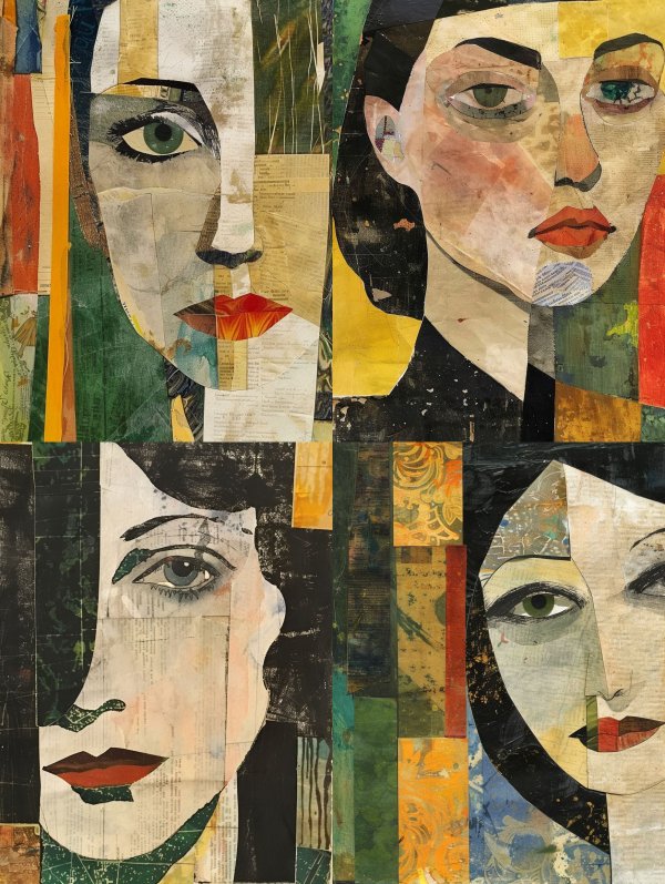 Abstract Mixed Media Portrait Collage