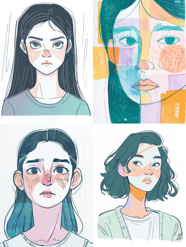 Modern Stylized Female Portrait Studies
