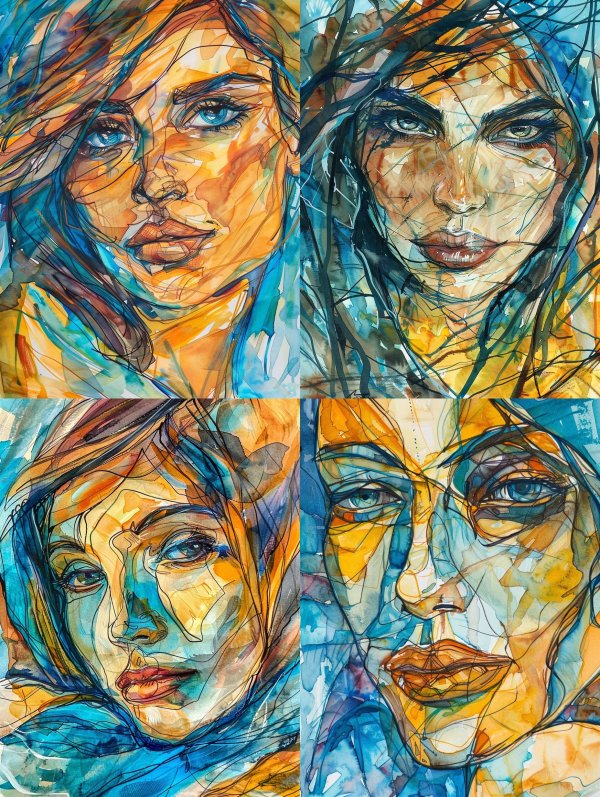 Vibrant Watercolor Expressionist Portrait