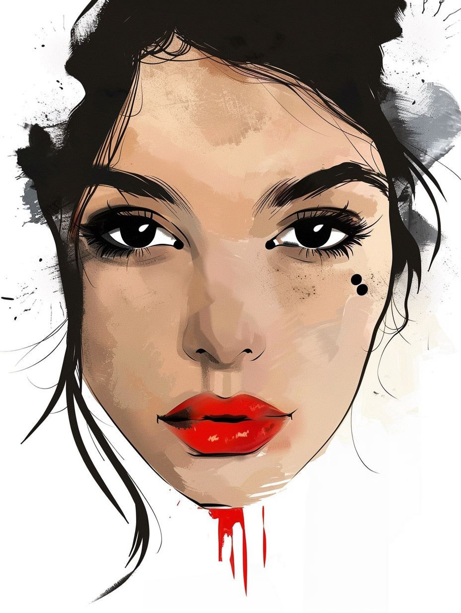 Crimson Drip Digital Portrait