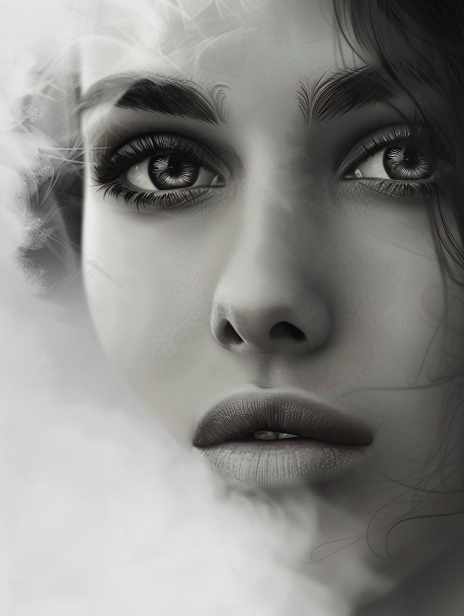 Ethereal Monochrome Gaze Portrait