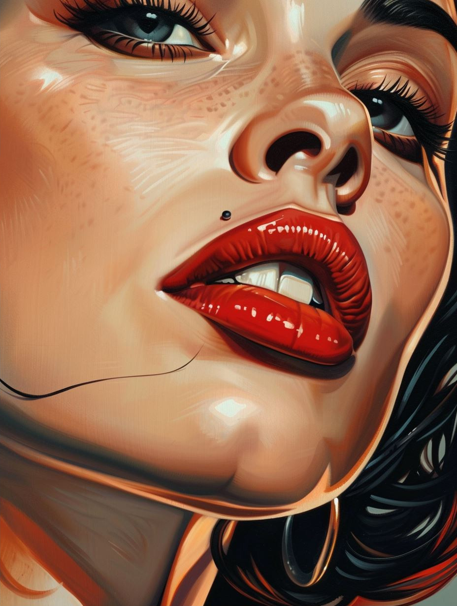 Hyper-Realistic Glossy Portrait Art
