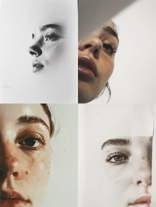 Ethereal Monochrome Fragmented Portrait
