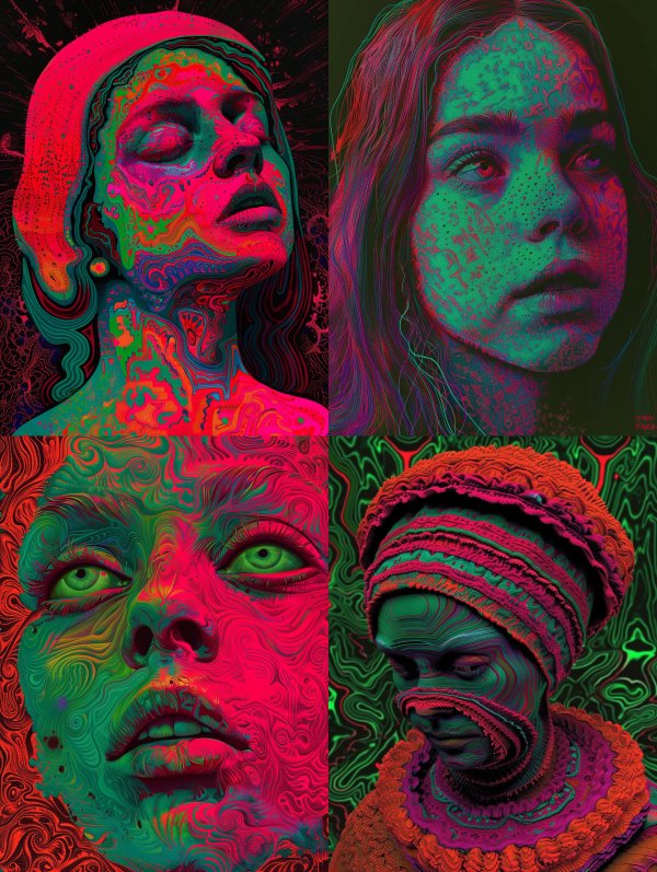 Neon Psychedelic Dream Portrait