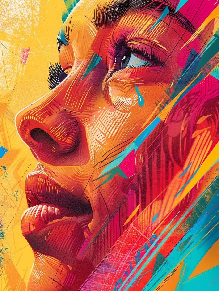 Vibrant Neon Prism Portrait