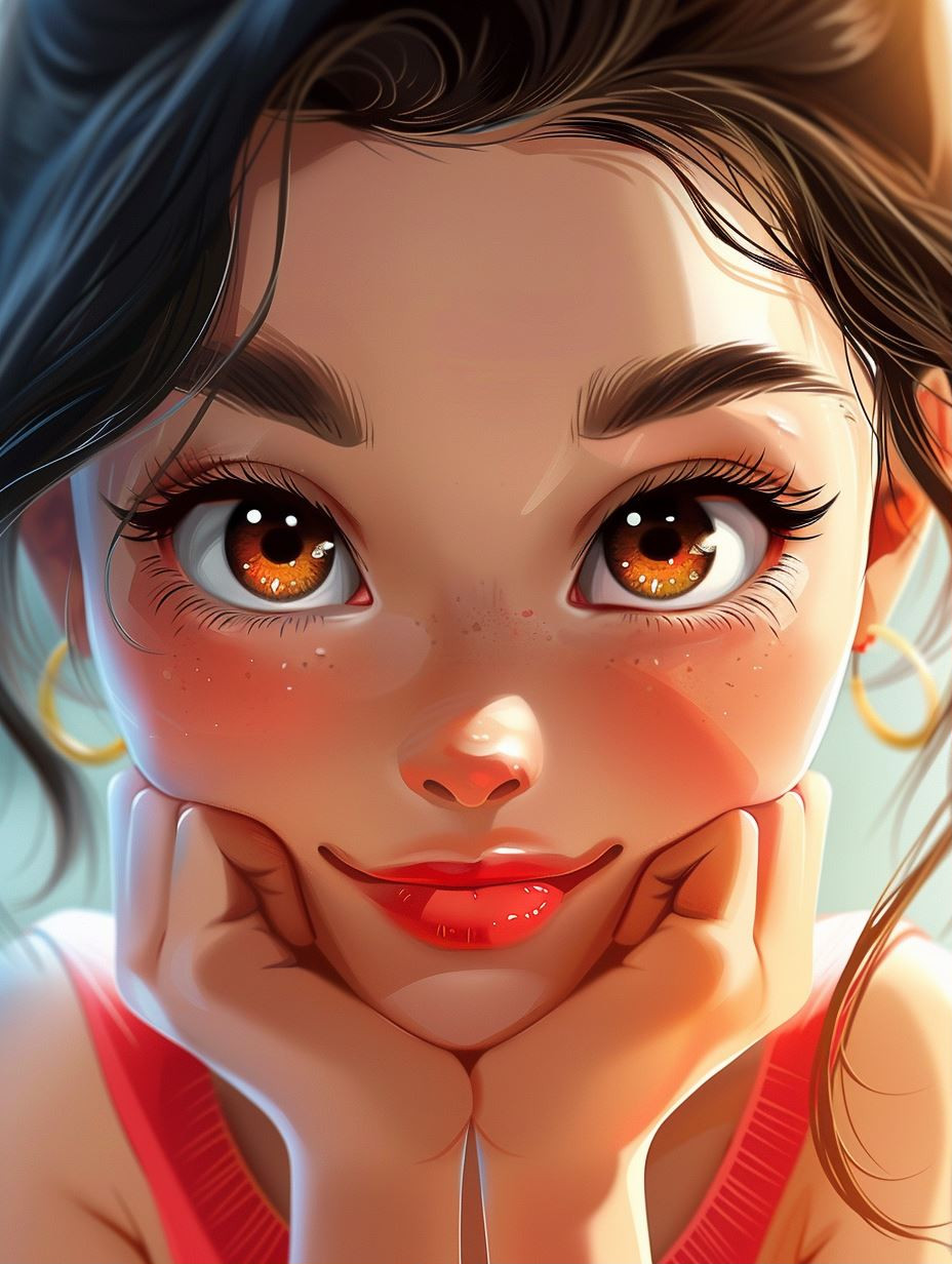 Sun-Kissed Digital Anime Portrait - Image 1