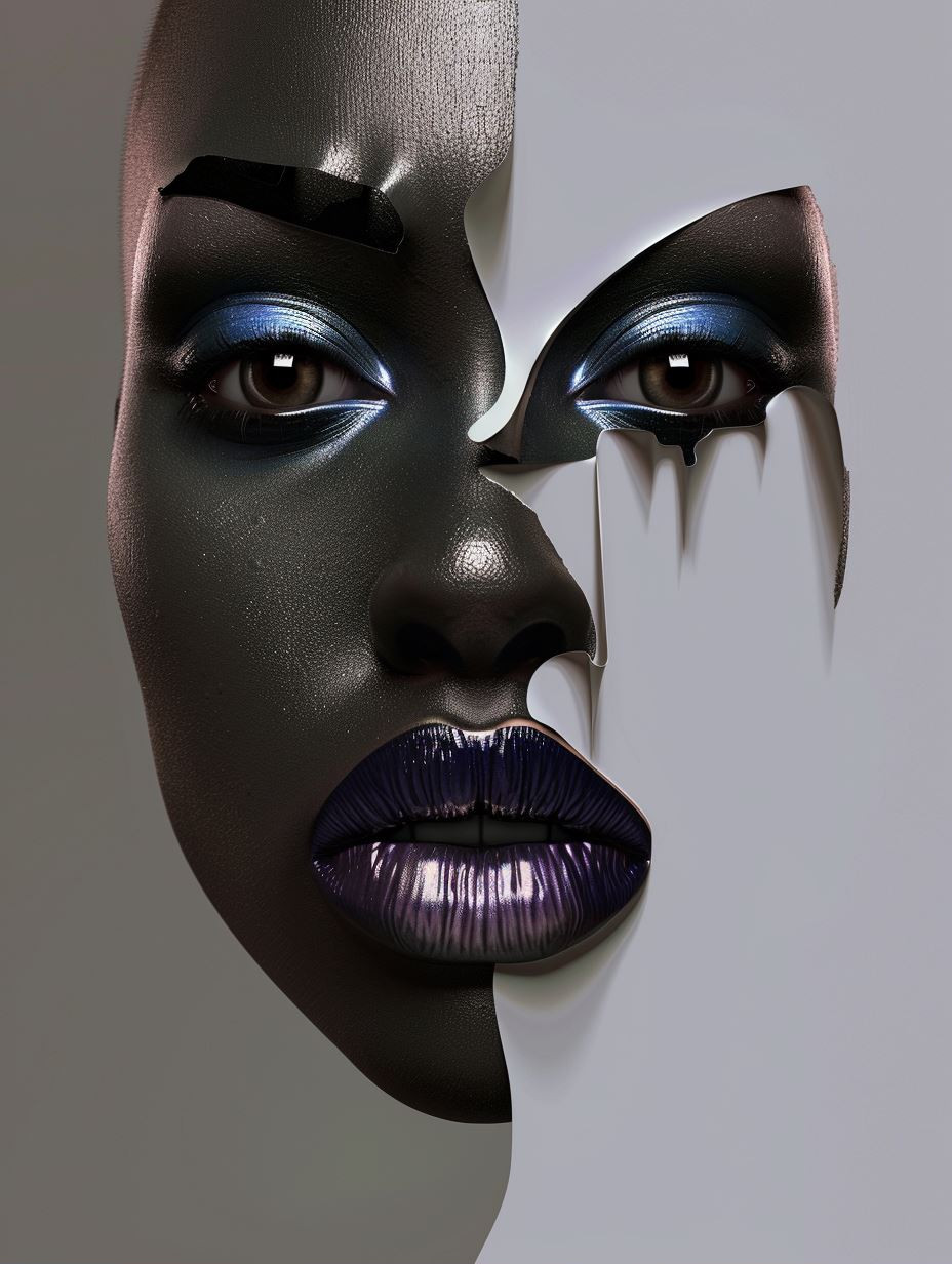 Fragmented Obsidian Beauty Portrait