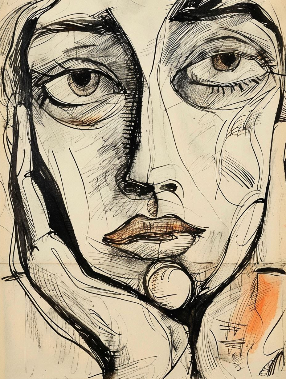 Abstract Ink Portrait Study