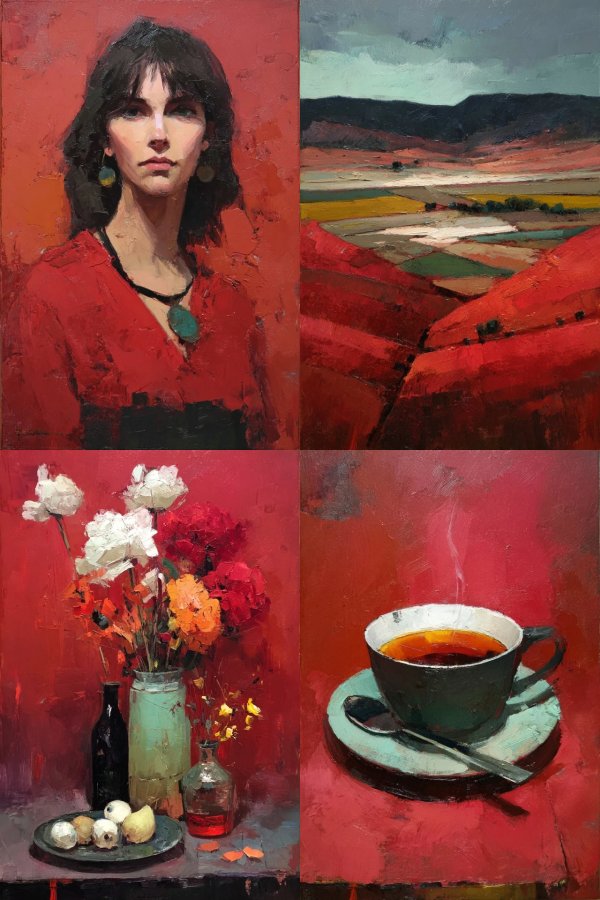 Crimson Oil Portrait