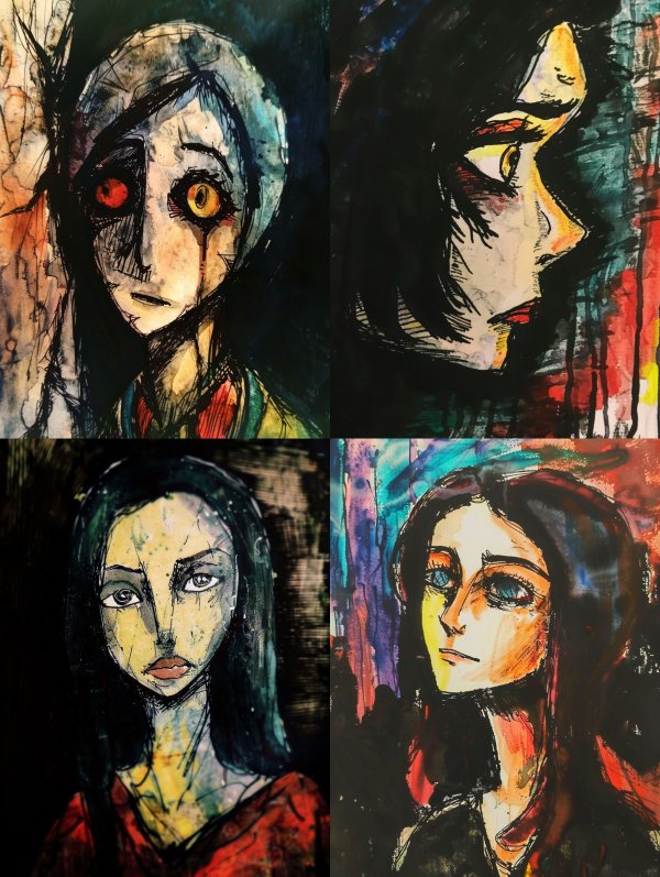 Haunting Gaze of Ink Shadows