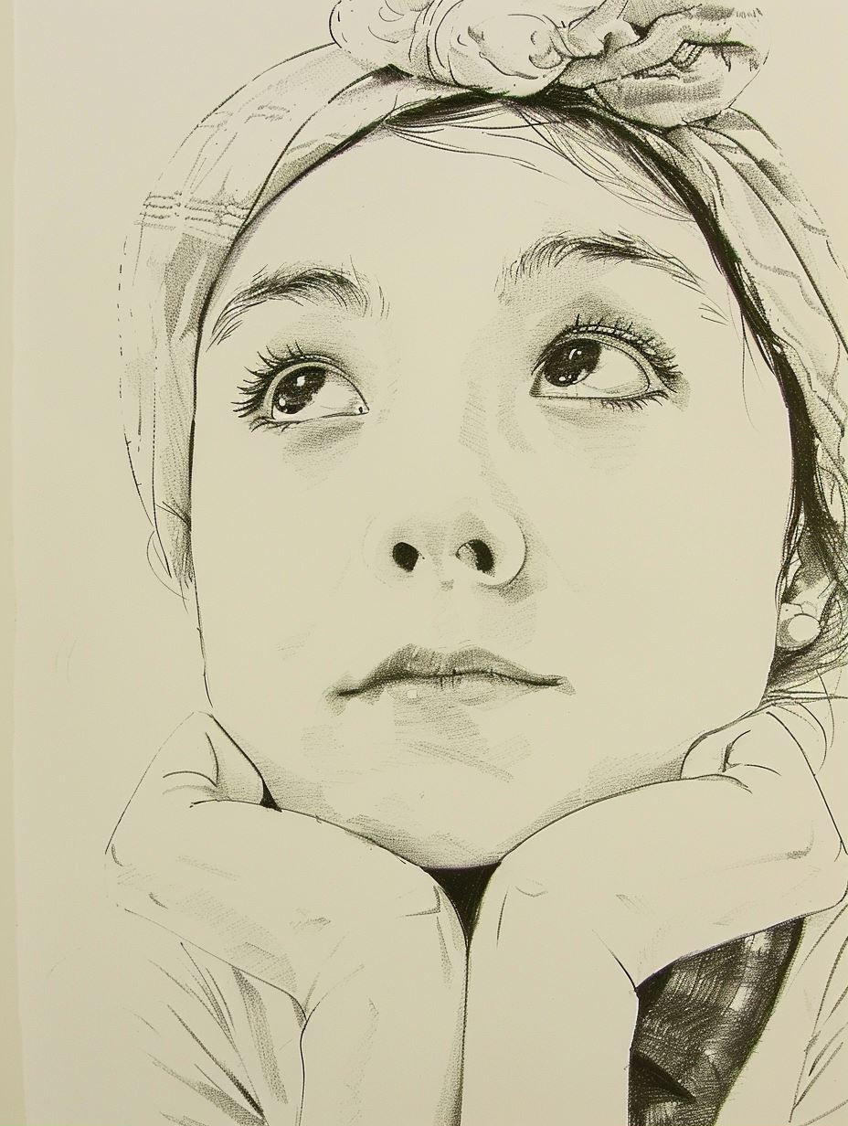 Dreamy Ink Portrait of Innocence
