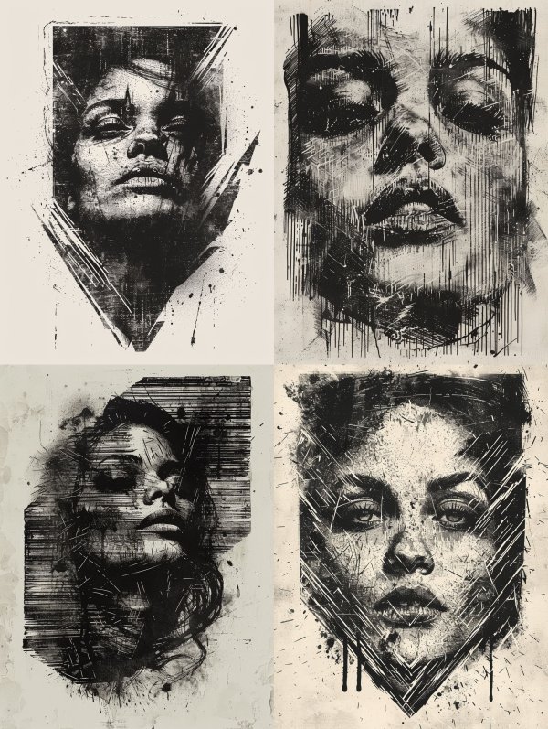 Gritty Noir Distorted Portrait