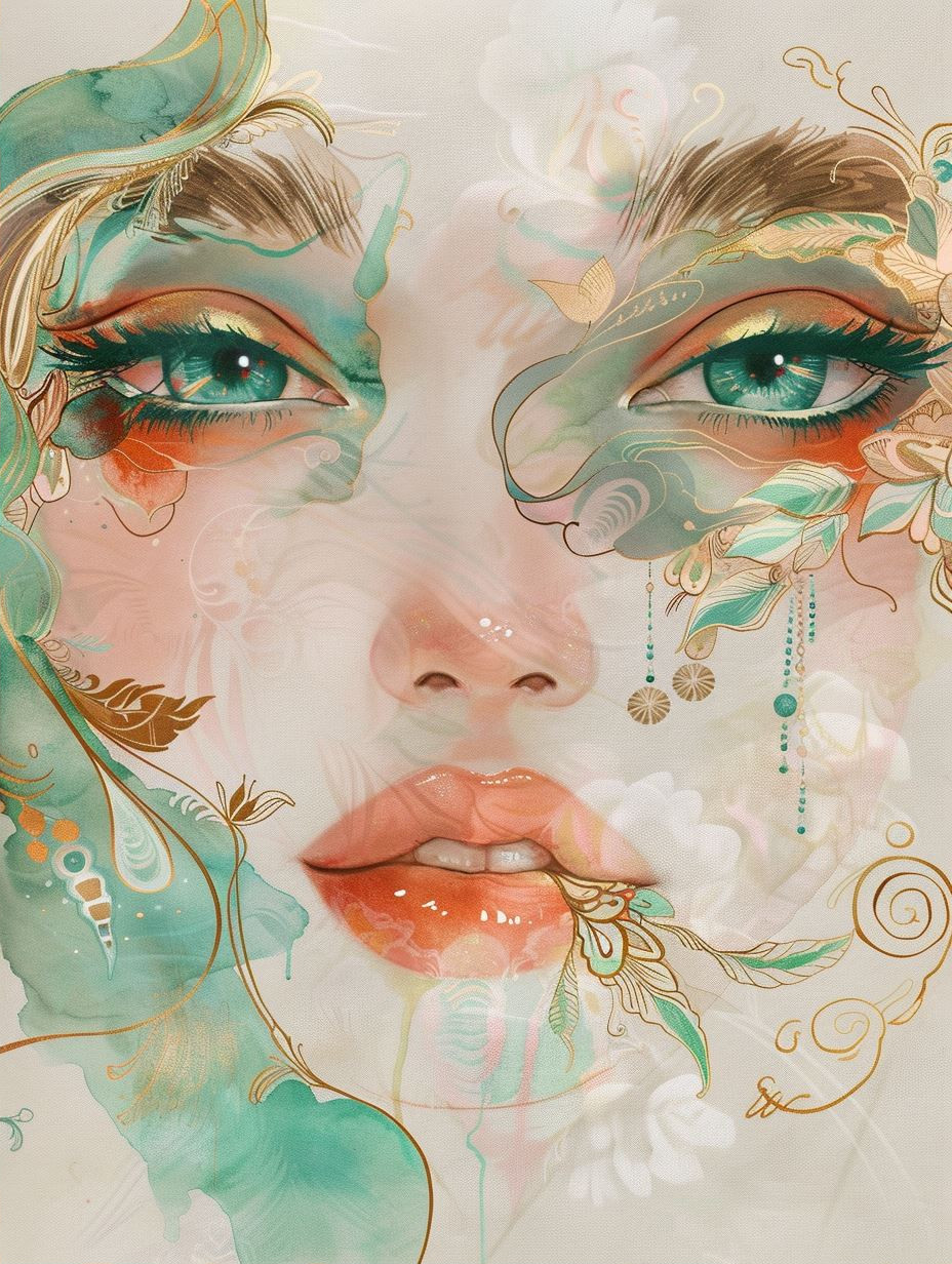 Ethereal Flora Gilded Portrait - Image 2