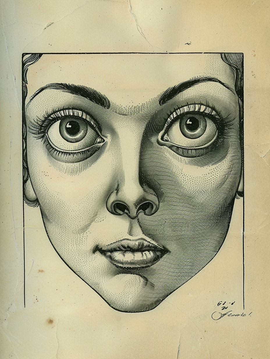 Vintage Stipple Ink Portrait