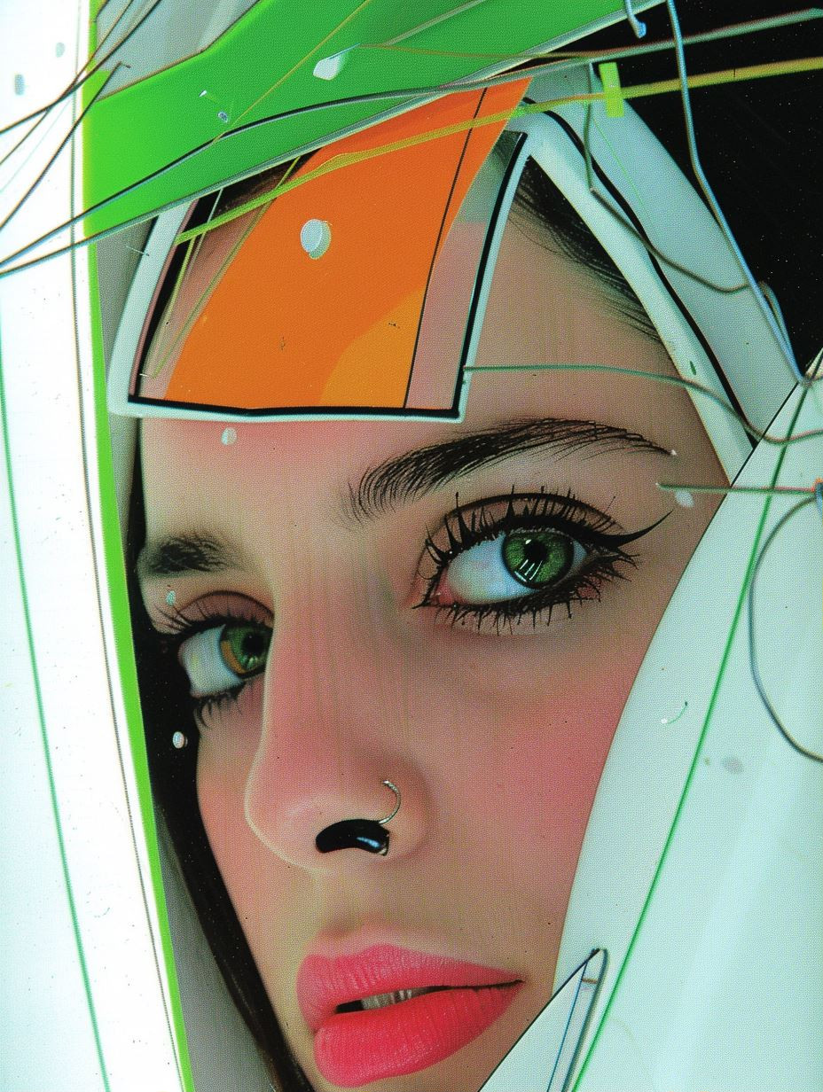 Cyberpunk Neon Fragmented Portrait