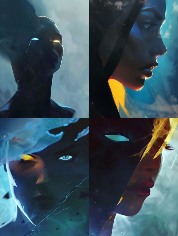 Ethereal Shadows in Neon Glow