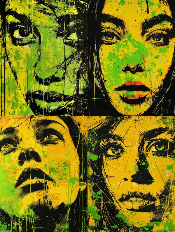 Neon Acid Portrait Splatter