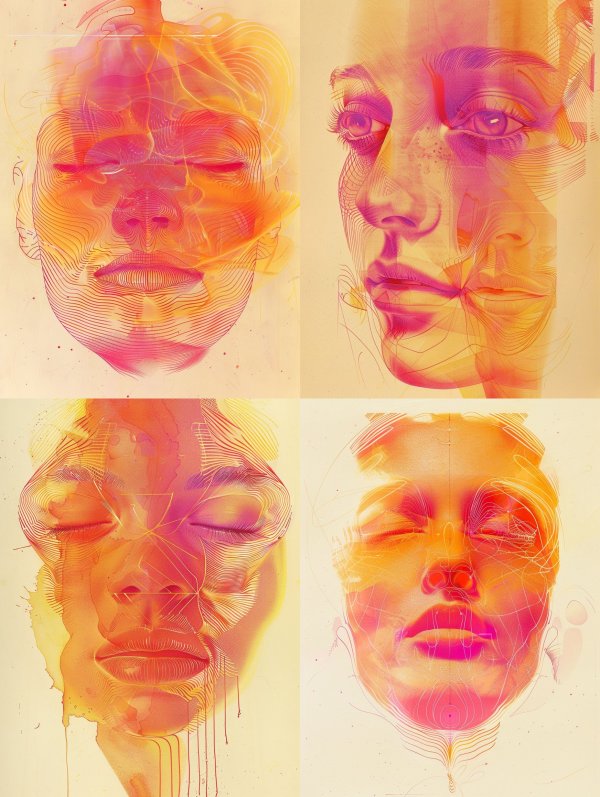 Ethereal Neon Topographic Portrait