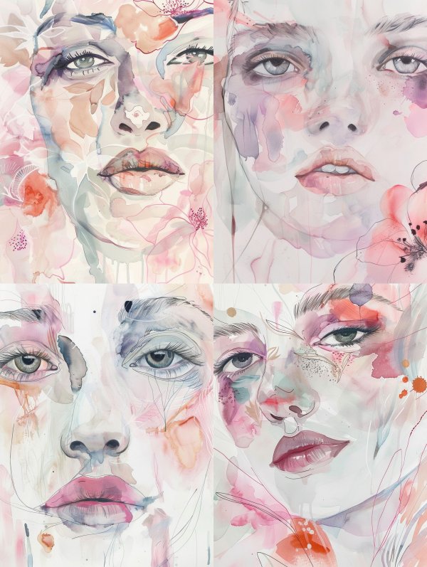 Ethereal Watercolor Floral Portrait