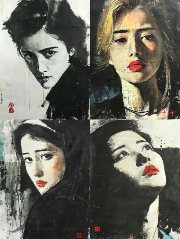 Ink Wash Portrait of Elegance
