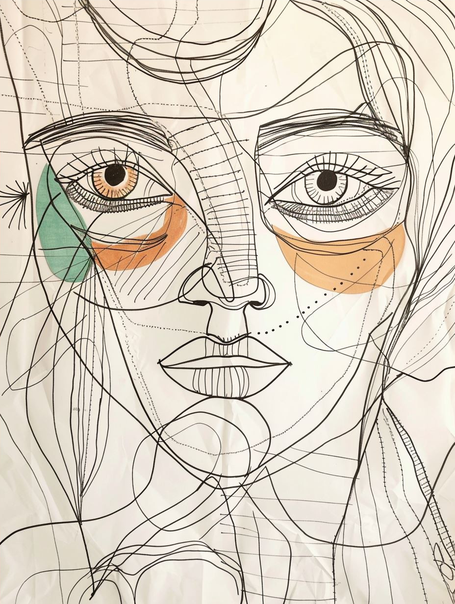 Fragmented Soul in Vibrant Lines