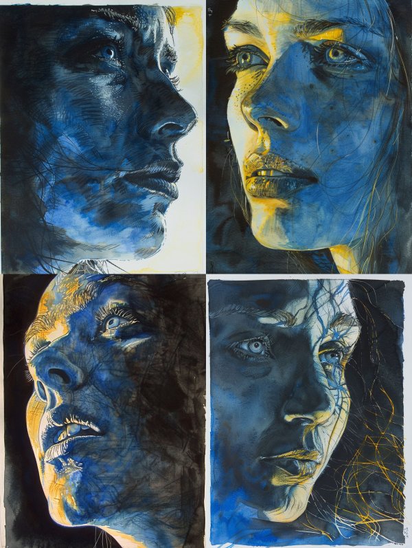 Ethereal Blue Portrait Studies