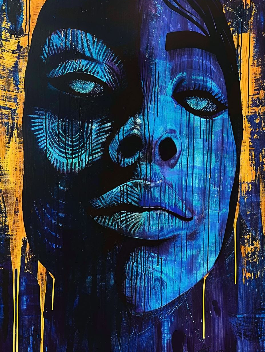Electric Azure Cosmic Portrait
