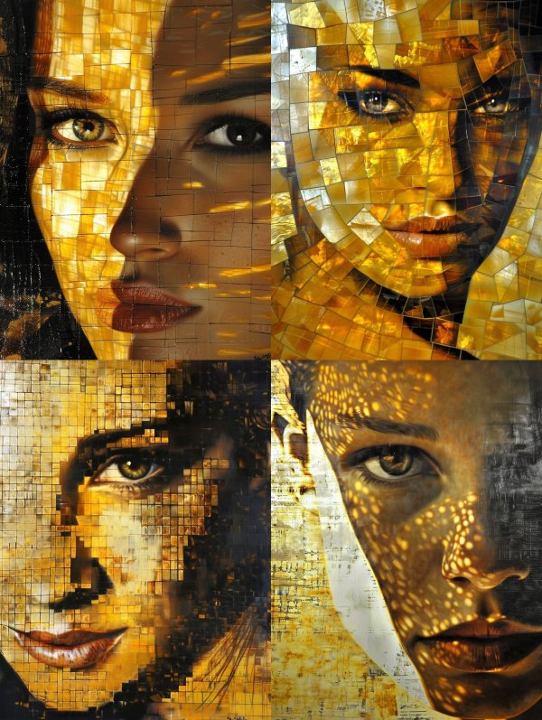 Golden Mosaic Gaze of Elegance