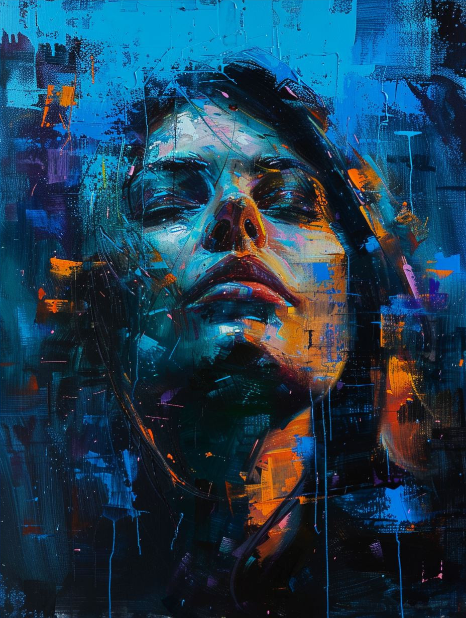 Electric Blue Abstract Portrait