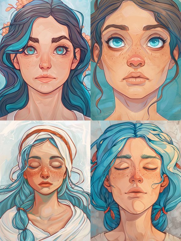 Azure Tresses and Sun-Kissed Freckles