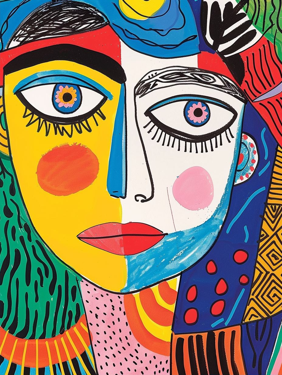 Vibrant Neo-Expressionist Abstract Portrait