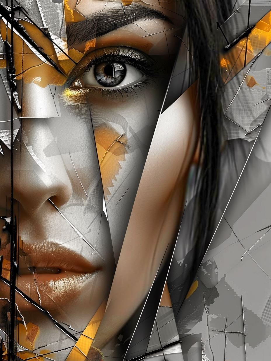 Fragmented Gaze in Golden Ochre