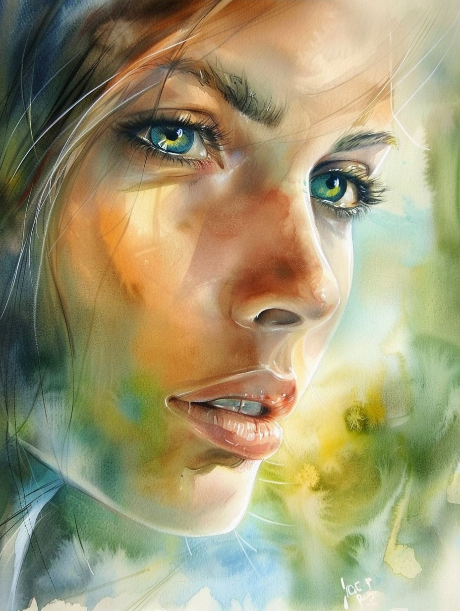 Ethereal Watercolor Gaze