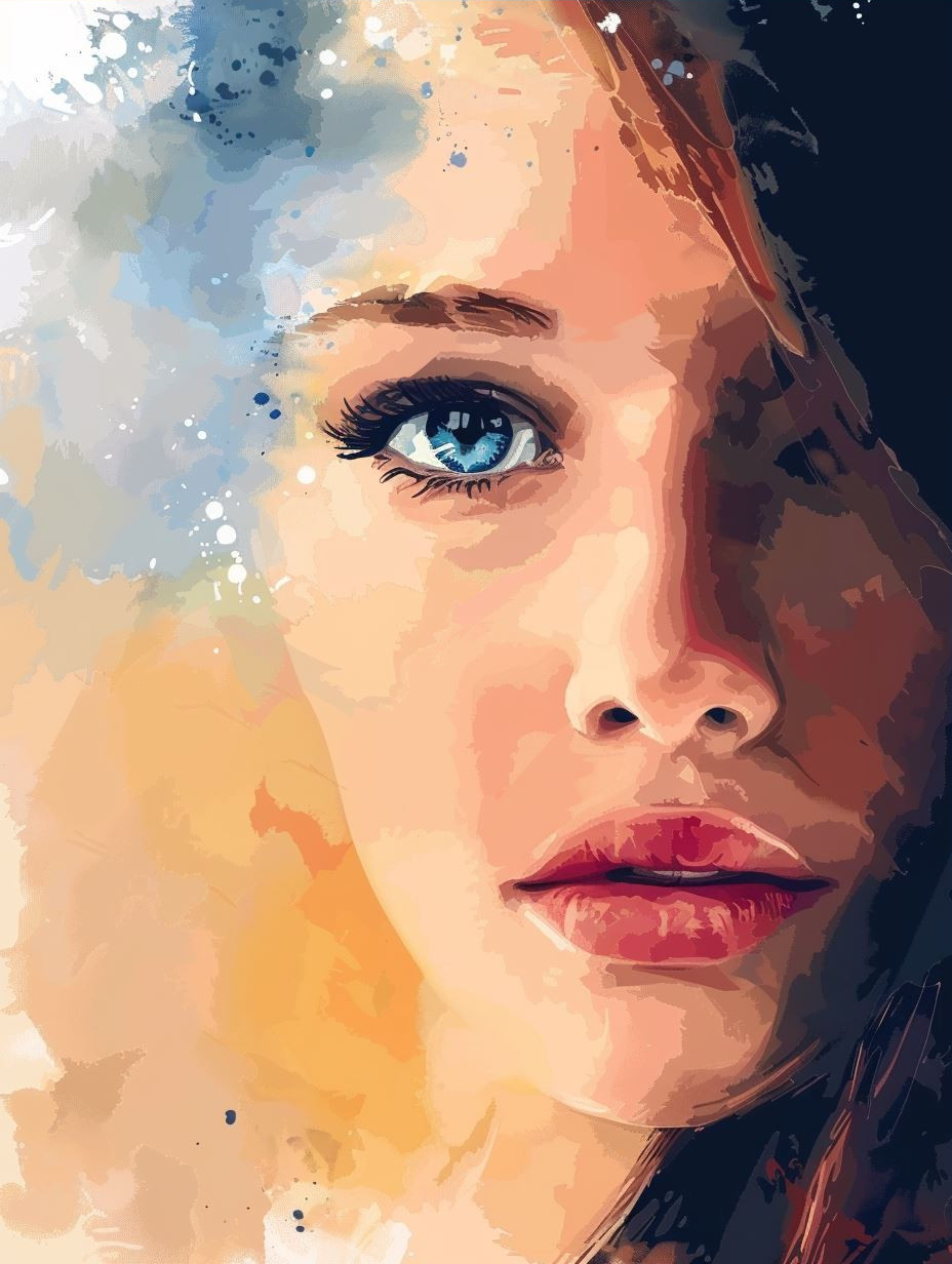Ethereal Gaze in Watercolor