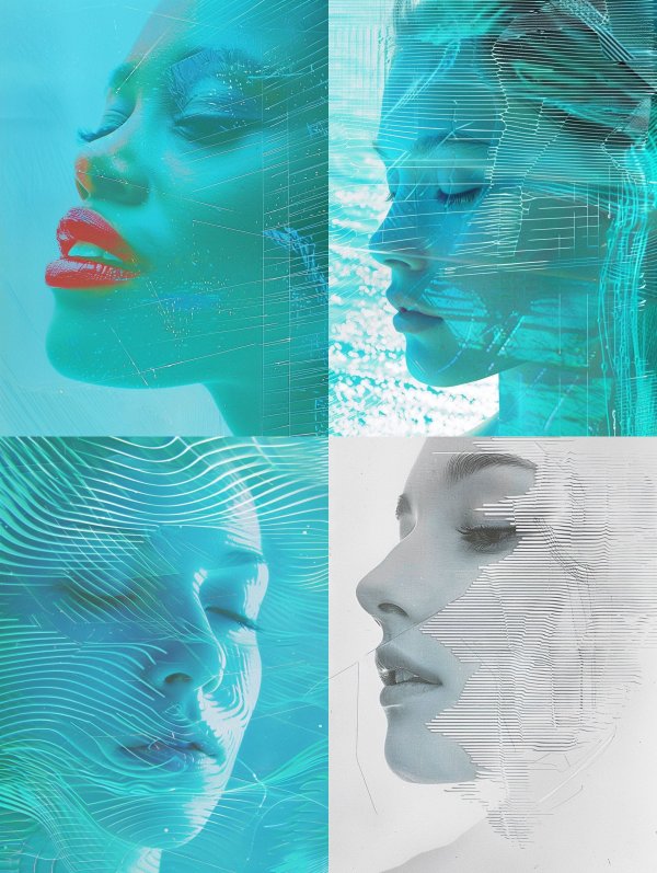 Cyan Glitch Digital Portrait