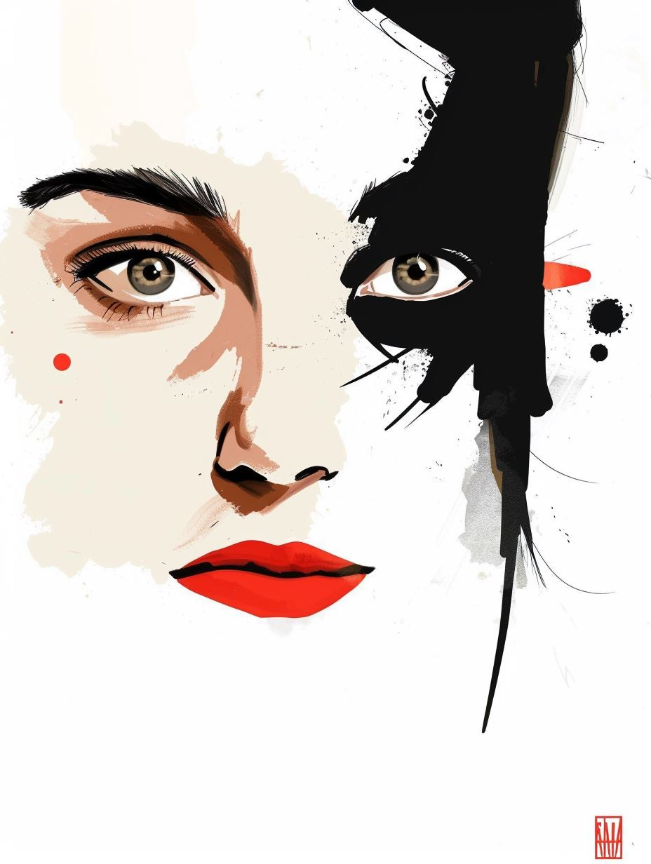 Crimson Drip Digital Portrait