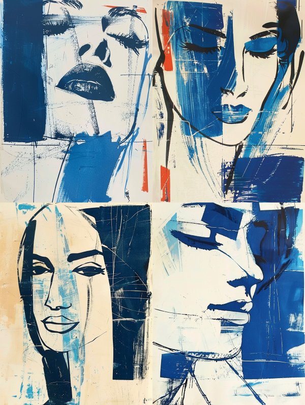 Abstract Cobalt Portrait Study