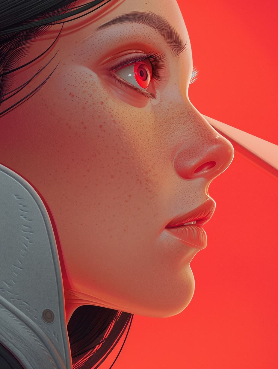 Crimson Gaze Cybernetic Portrait